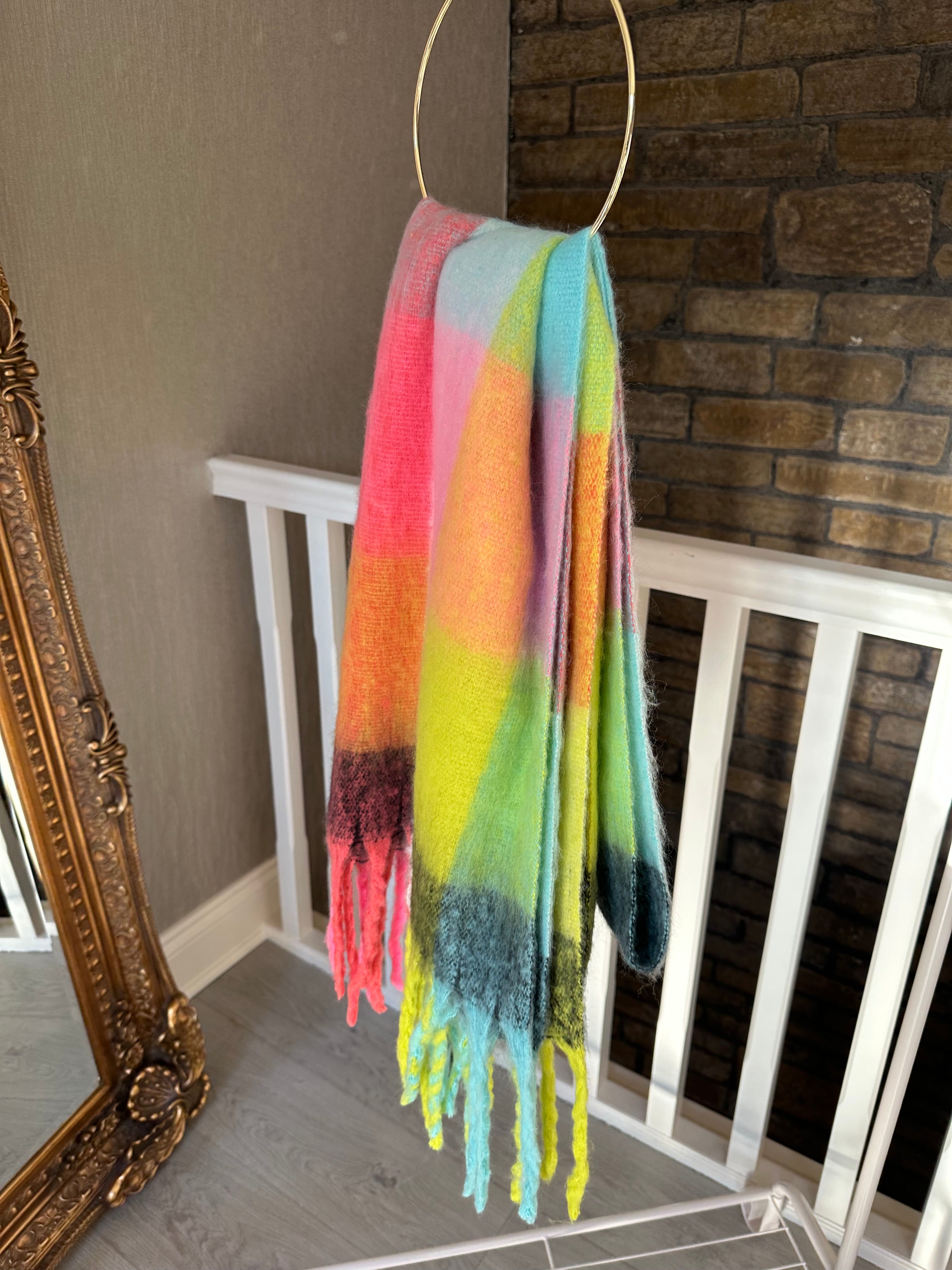 NEON STRIPE OVERSIZED WOOL SCARF