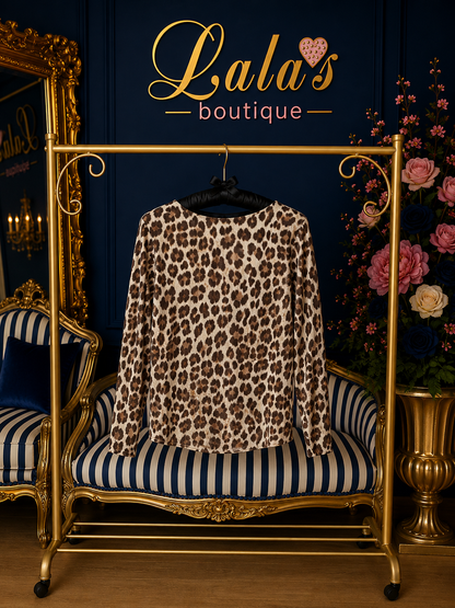 ANIMAL PRINT CASHMERE BASE LAYER ( BROWN )