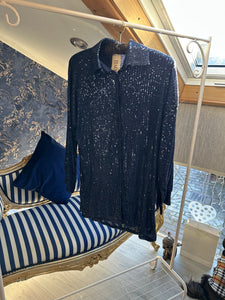 NAVY SEQUIN SHIRT