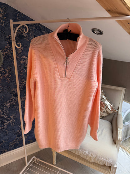 PEACH FUNNEL NECK JUMPER DRESS