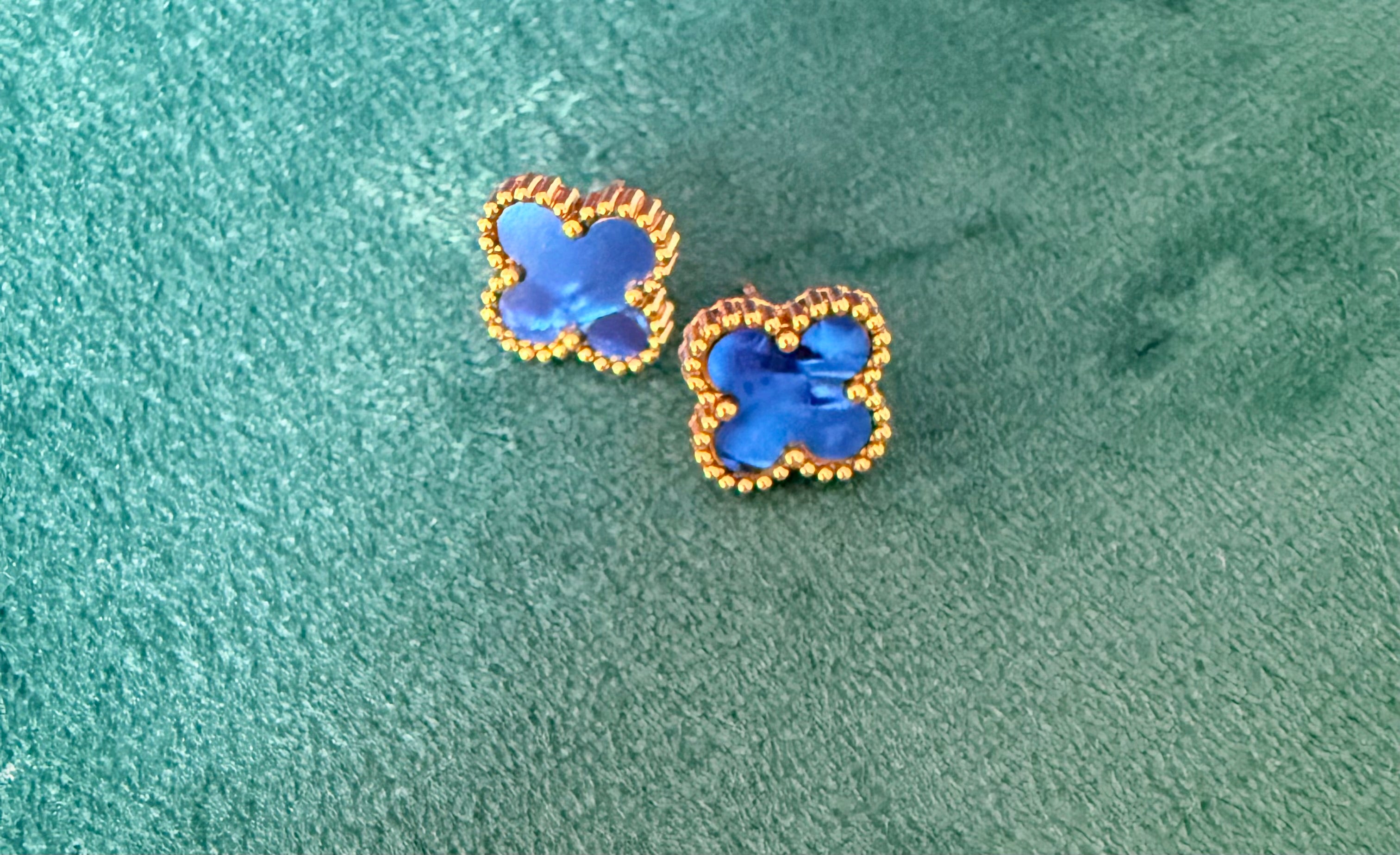 SAPPHIRE MARBLE CLOVER EARRINGS