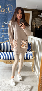 STONE FLUFFY DISC SEQUIN JUMPER