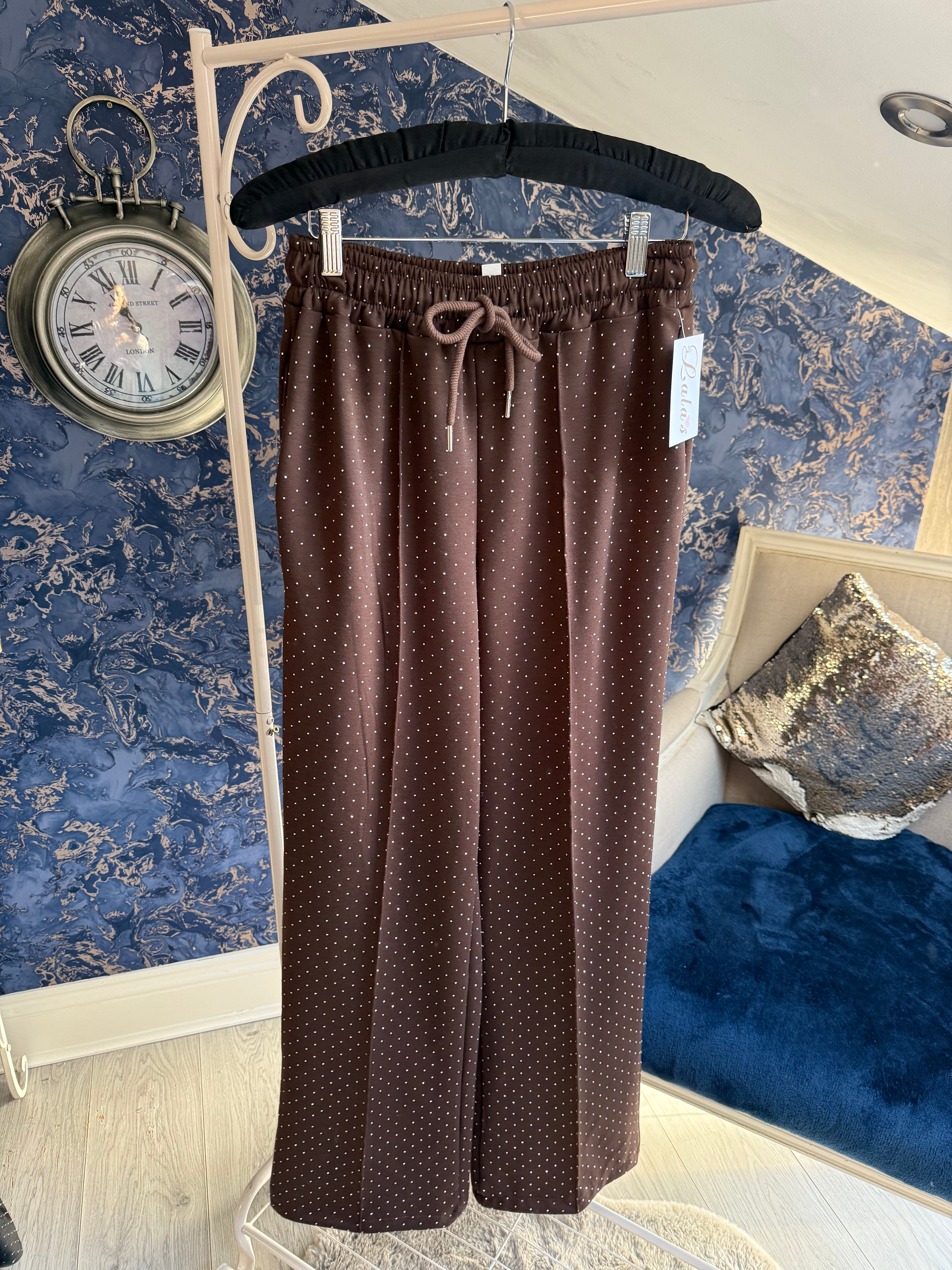 CHOCOLATE RHINESTONE JOGGERS