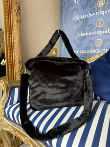 BLACK FAUX FUR BAG