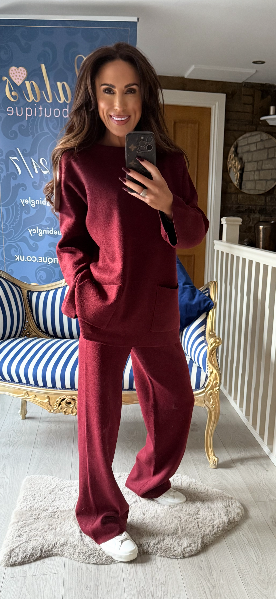 WINE CASHMERE KNITTED SUIT