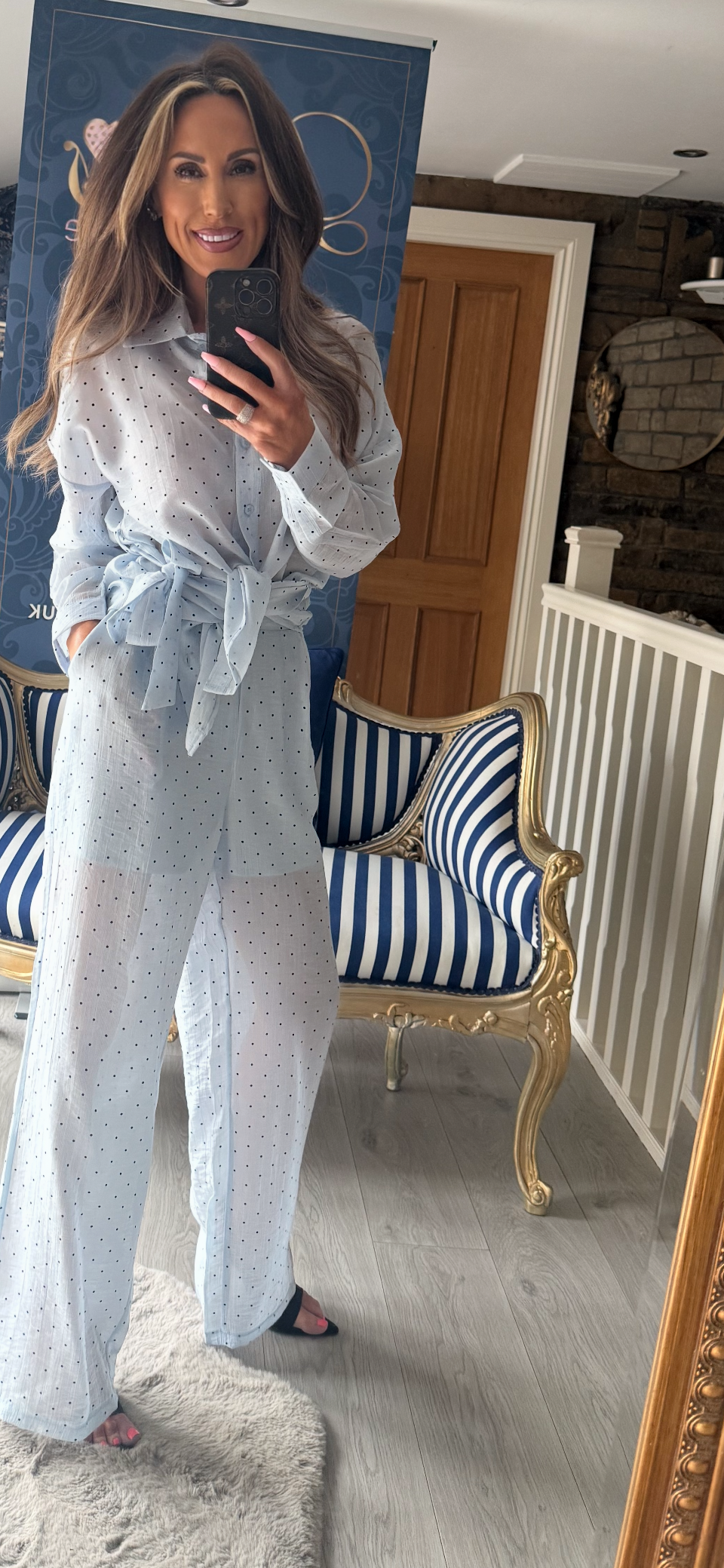 BLUE POLKA DOT TAILORED TWO-PIECE CO-ORD SET