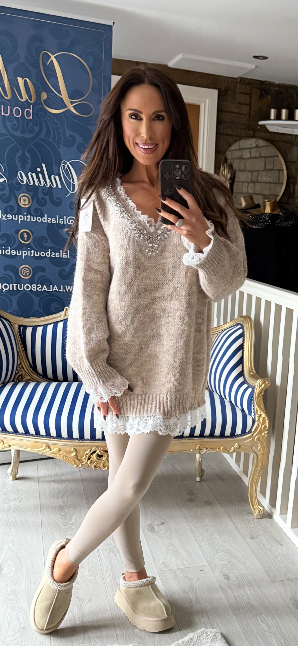 STONE FRILL EDGE JEWELLED JUMPER