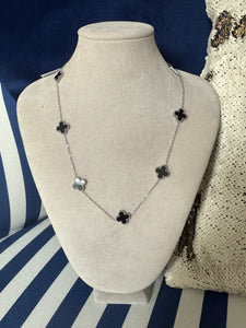 BLACK & SILVER CLOVER NECKLACE