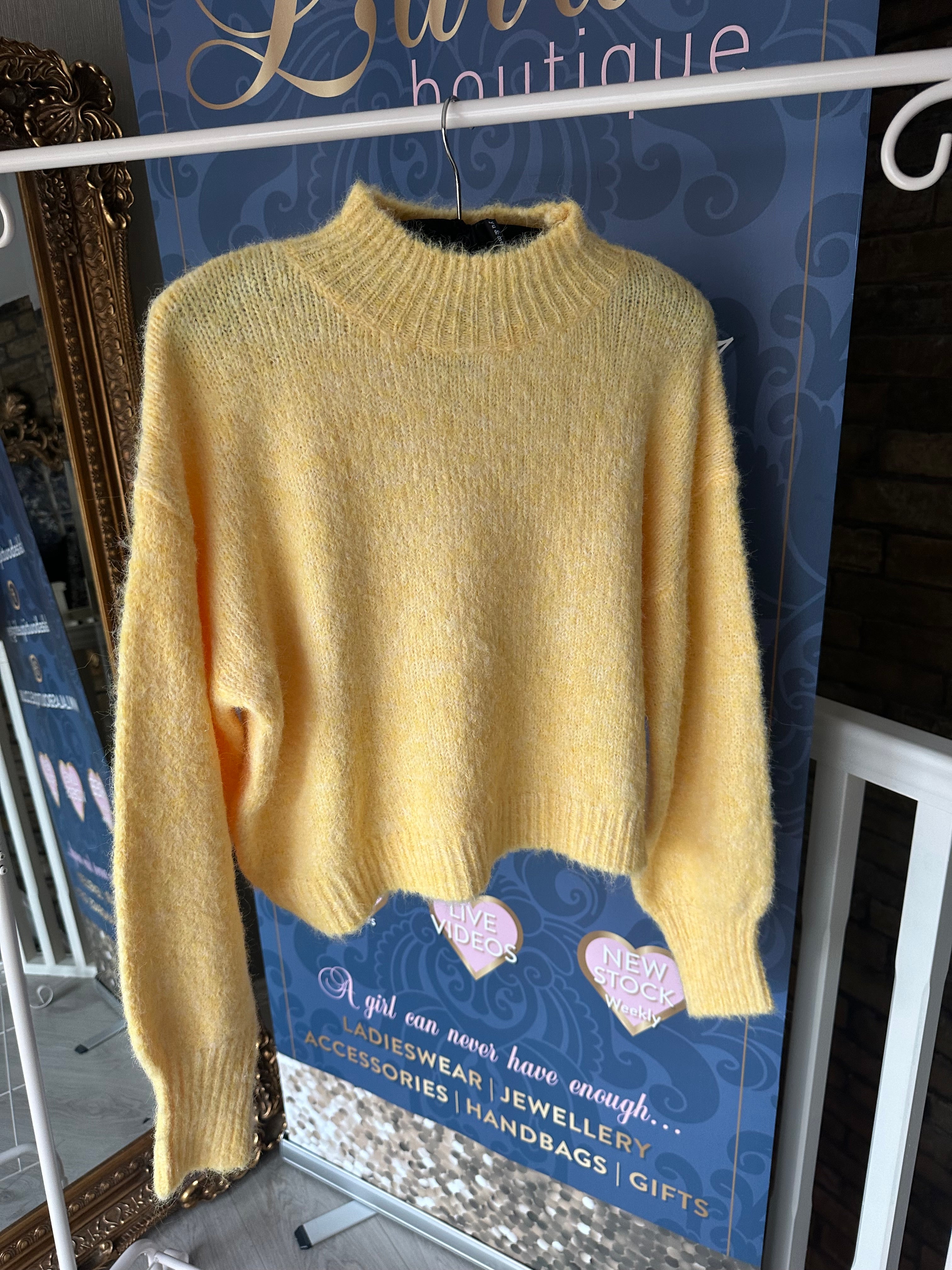 LEMON MOHAIR HIGH NECK JUMPER