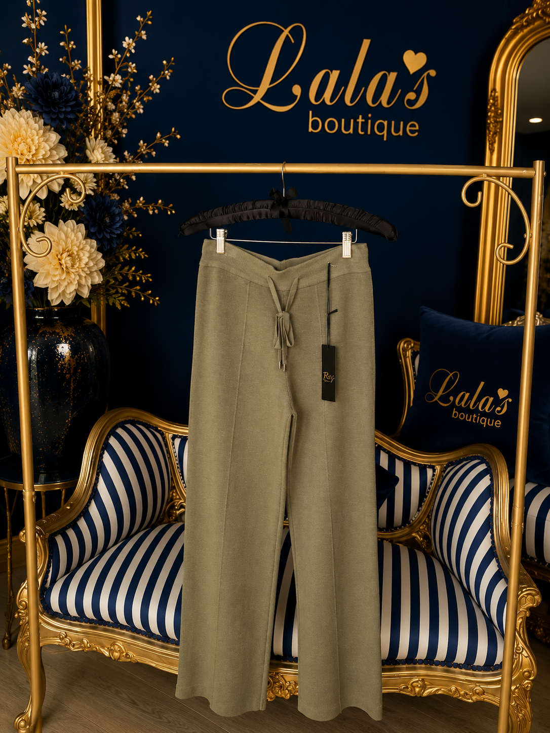 KHAKI KNIT PLEAT JOGGERS