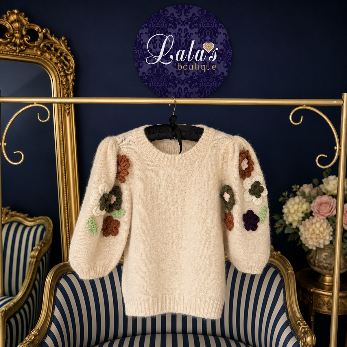 APPLIQUÉD FLOWER JUMPER