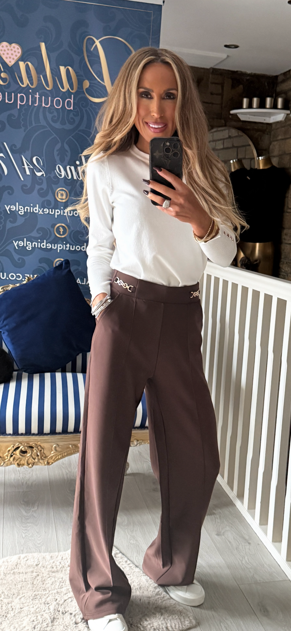 BROWN HIP CHAIN TROUSERS