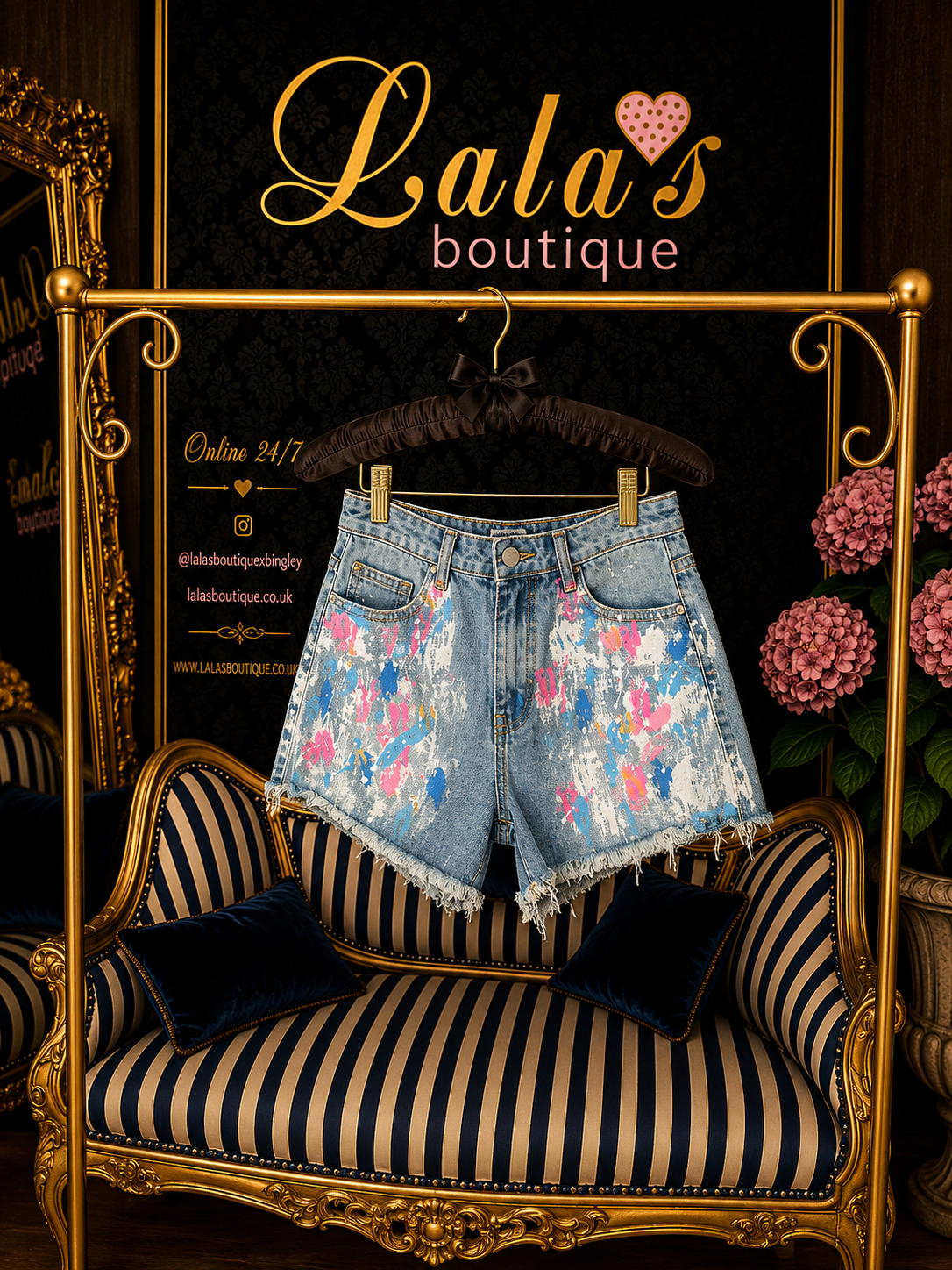 REDIAL PAINT SPLASH DENIM SHORTS