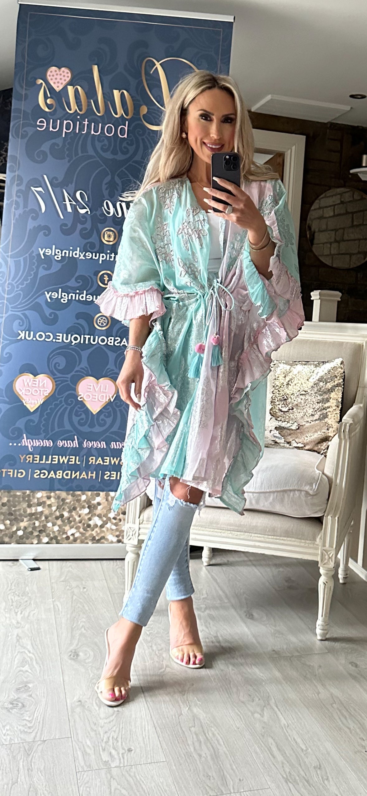 METALLIC KIMONO TOP