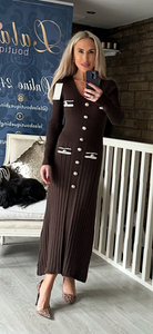 CHOCOLATE KNIT PLEATED DRESS