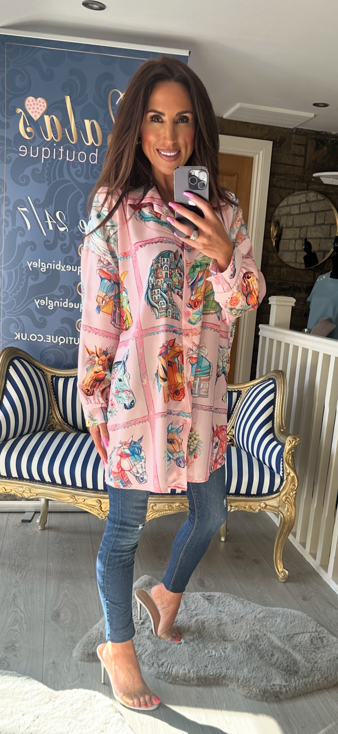 PINK HORSE SATIN SHIRT