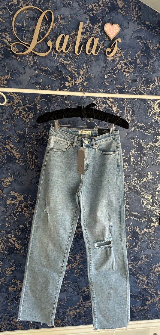 LAULIA STRAIGHT LEG RIPPED JEANS
