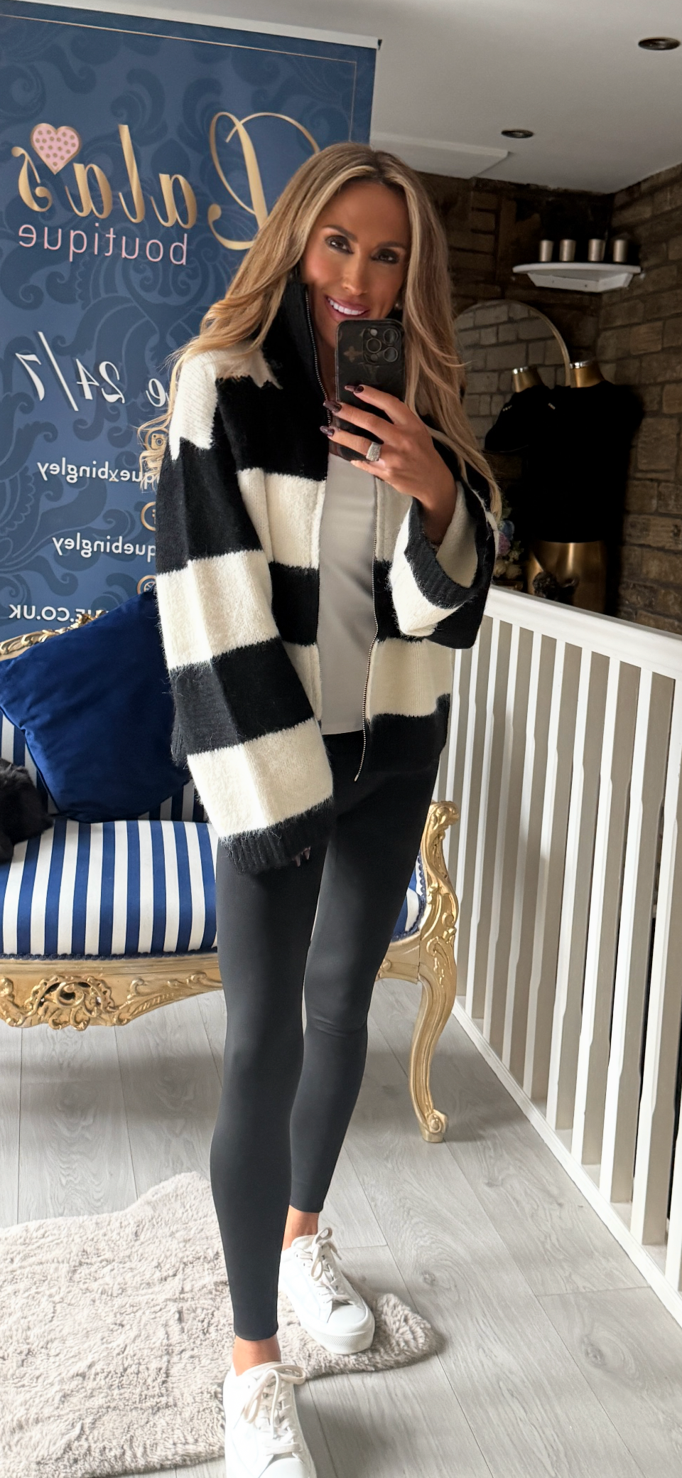 BLACK FUNNEL STRIPE CARDIGAN
