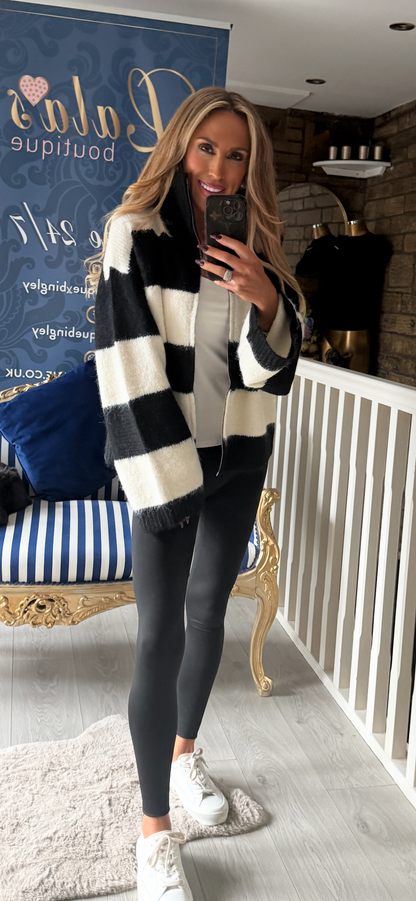 BLACK FUNNEL STRIPE CARDIGAN