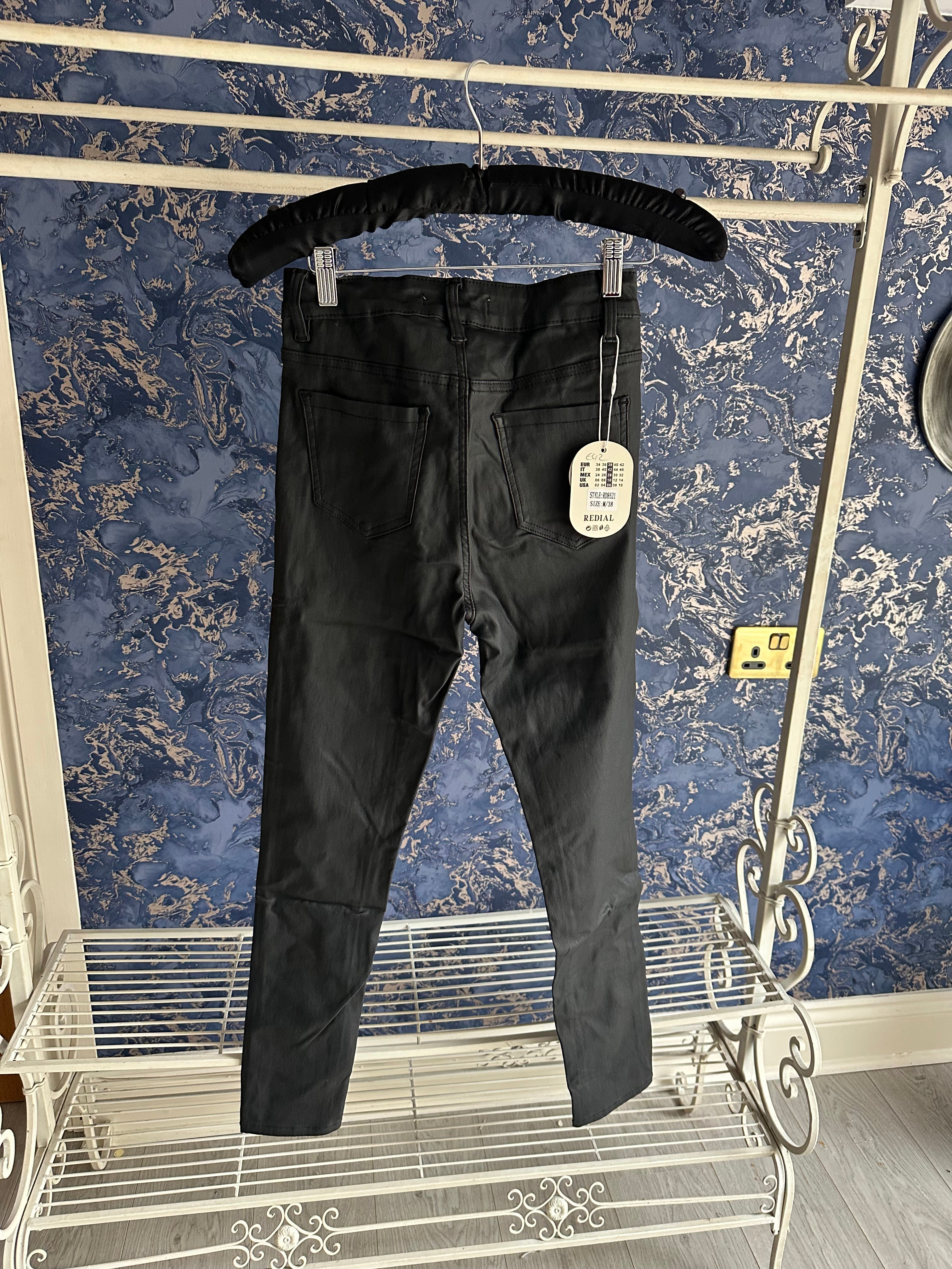 REDIAL BLACK COATED SKINNY PANTS