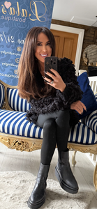 BLACK NOODLE KNIT CARDIGAN