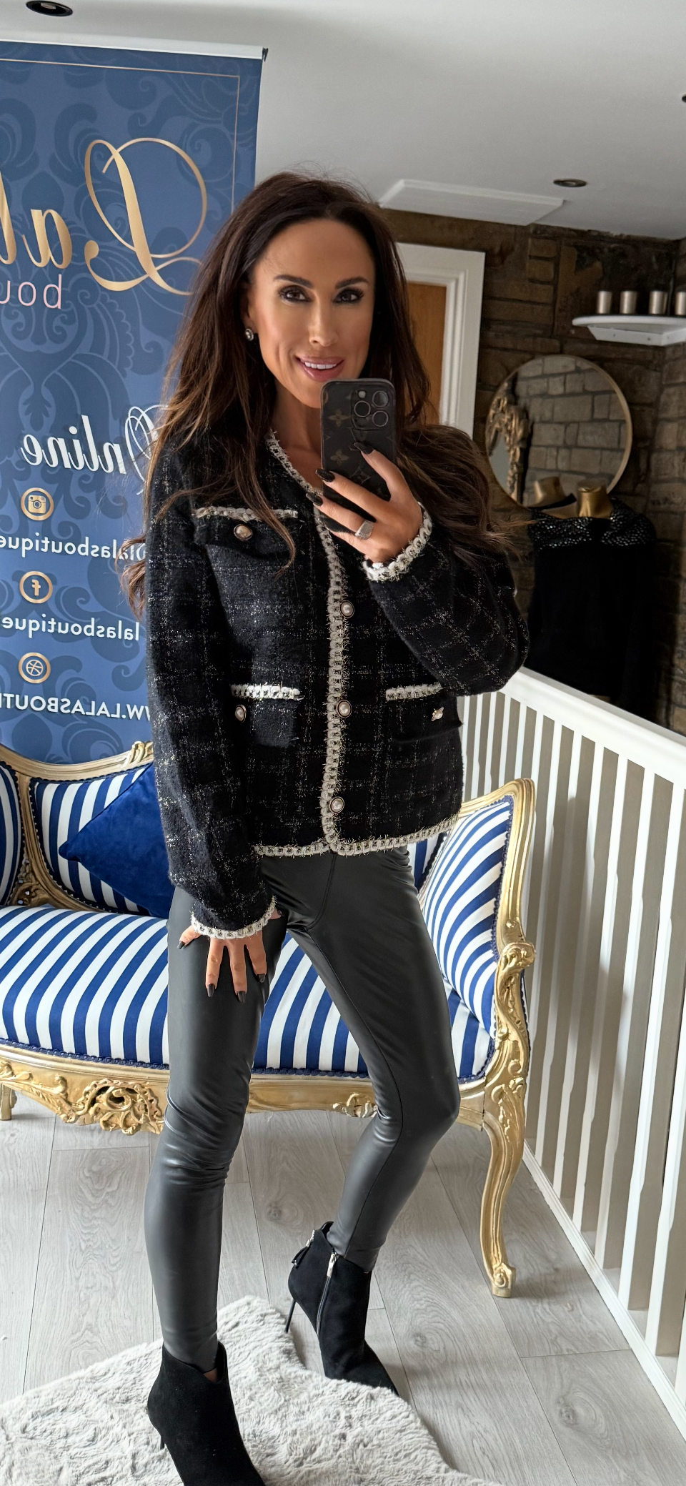 BLACK CHANELLY KNIT JACKET