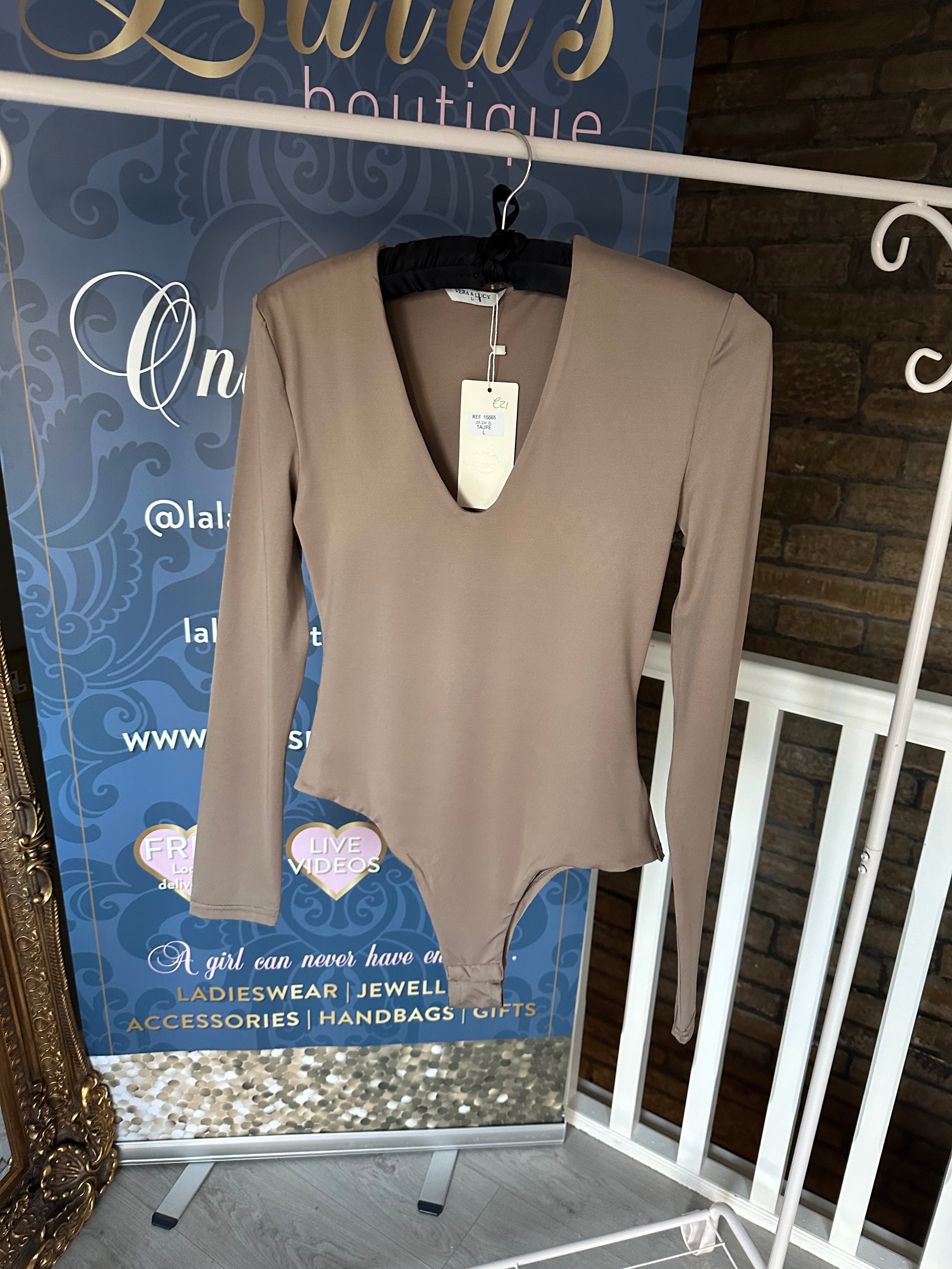 TAUPE LONG SLEEVE BODYSUIT