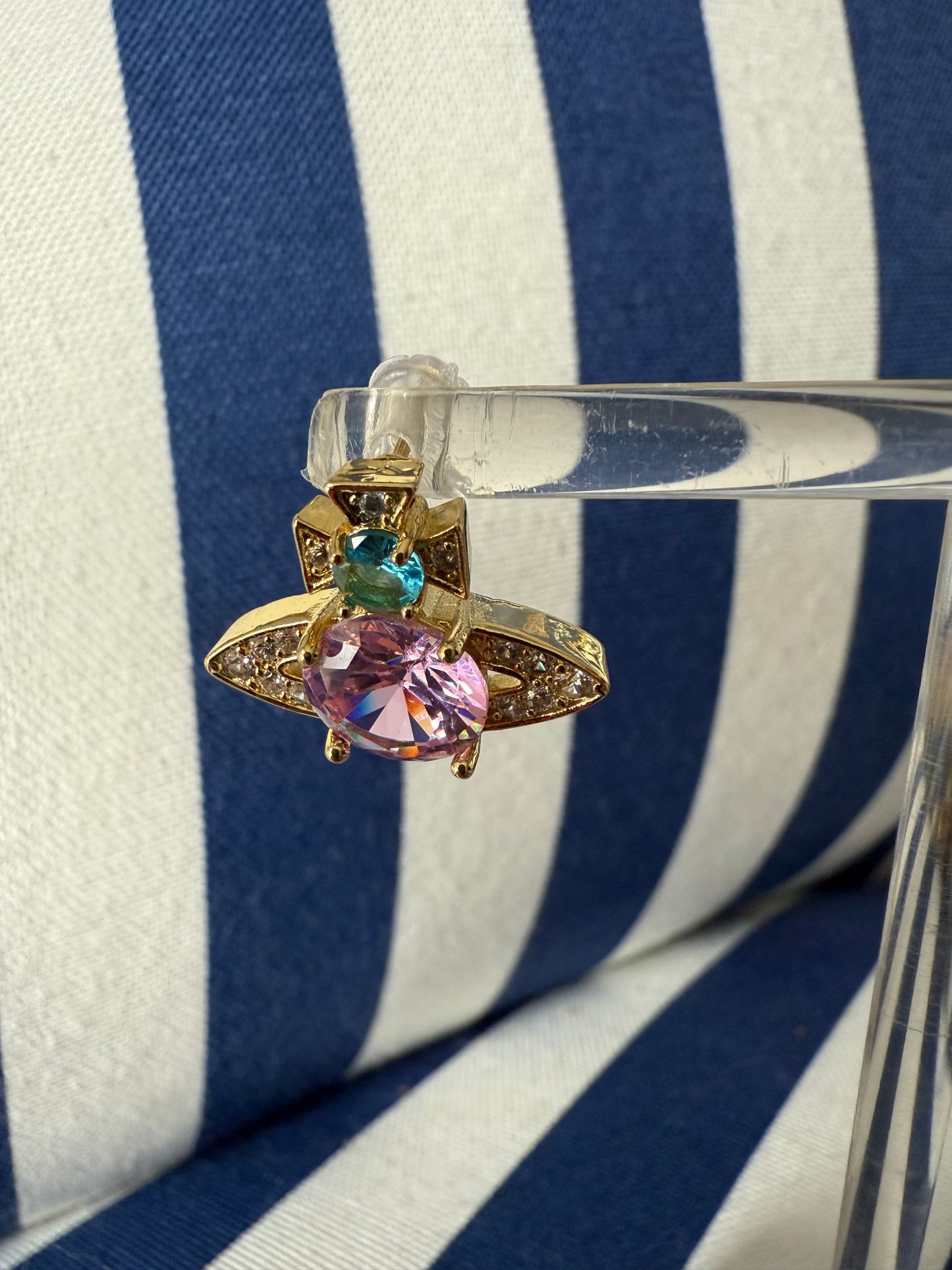 GOLD & PINK ORB EARRINGS