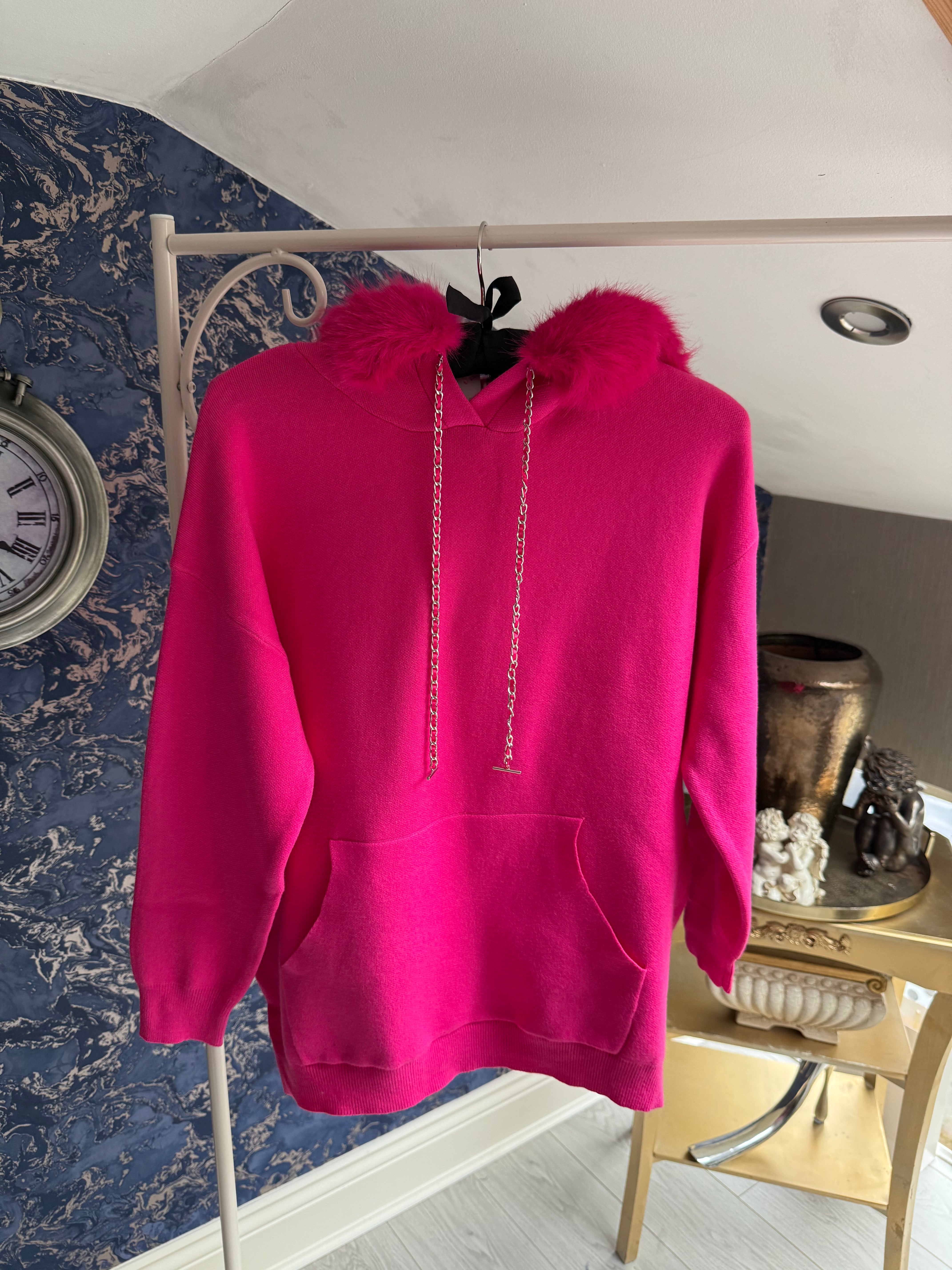HOT PINK FUR HOODY