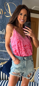 FUCHSIA LACE CAMISOLE