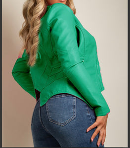 GREEN PU JACKET