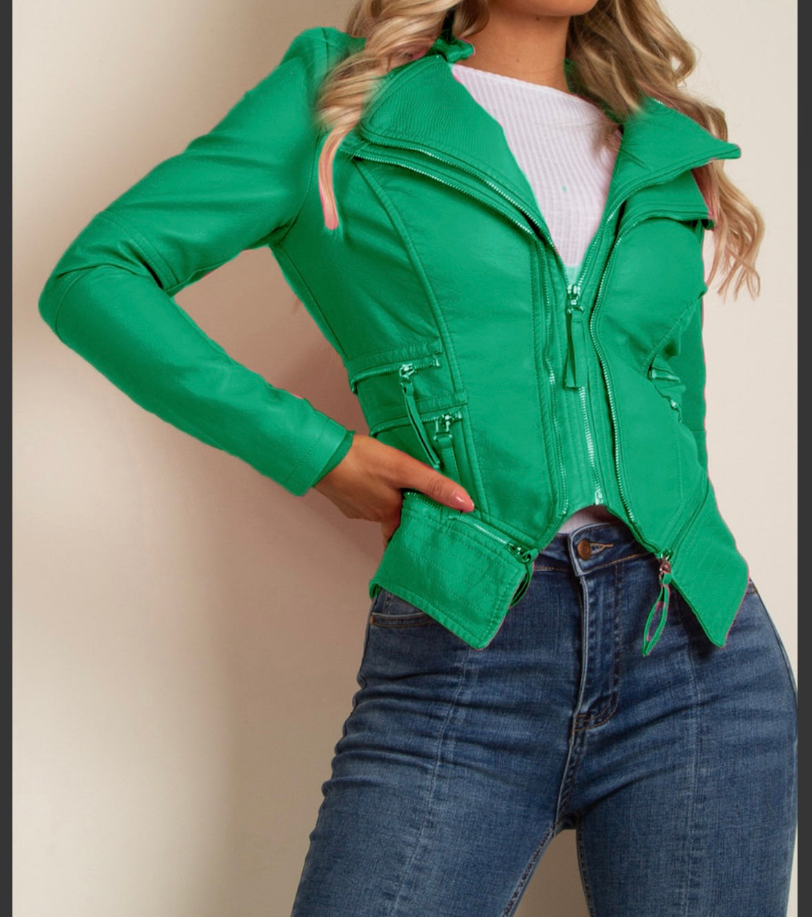 GREEN PU JACKET