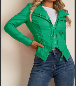 GREEN PU JACKET