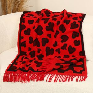 RED CHIC HEART PRINT SCARF