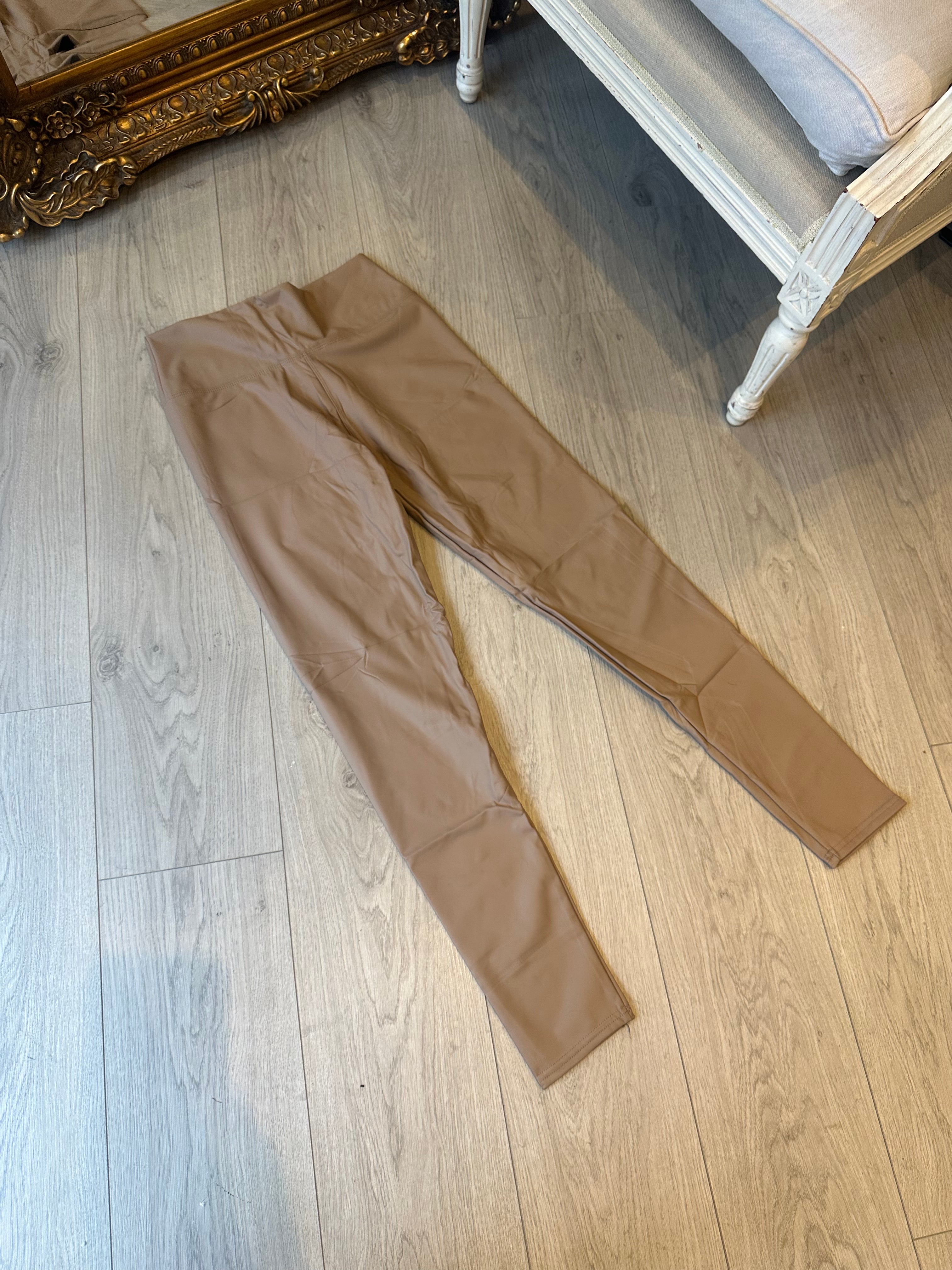 Nude pleather leggings