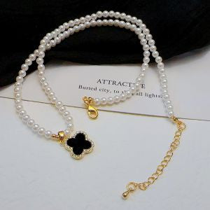 BLACK CLOVER PEARL NECKLACE