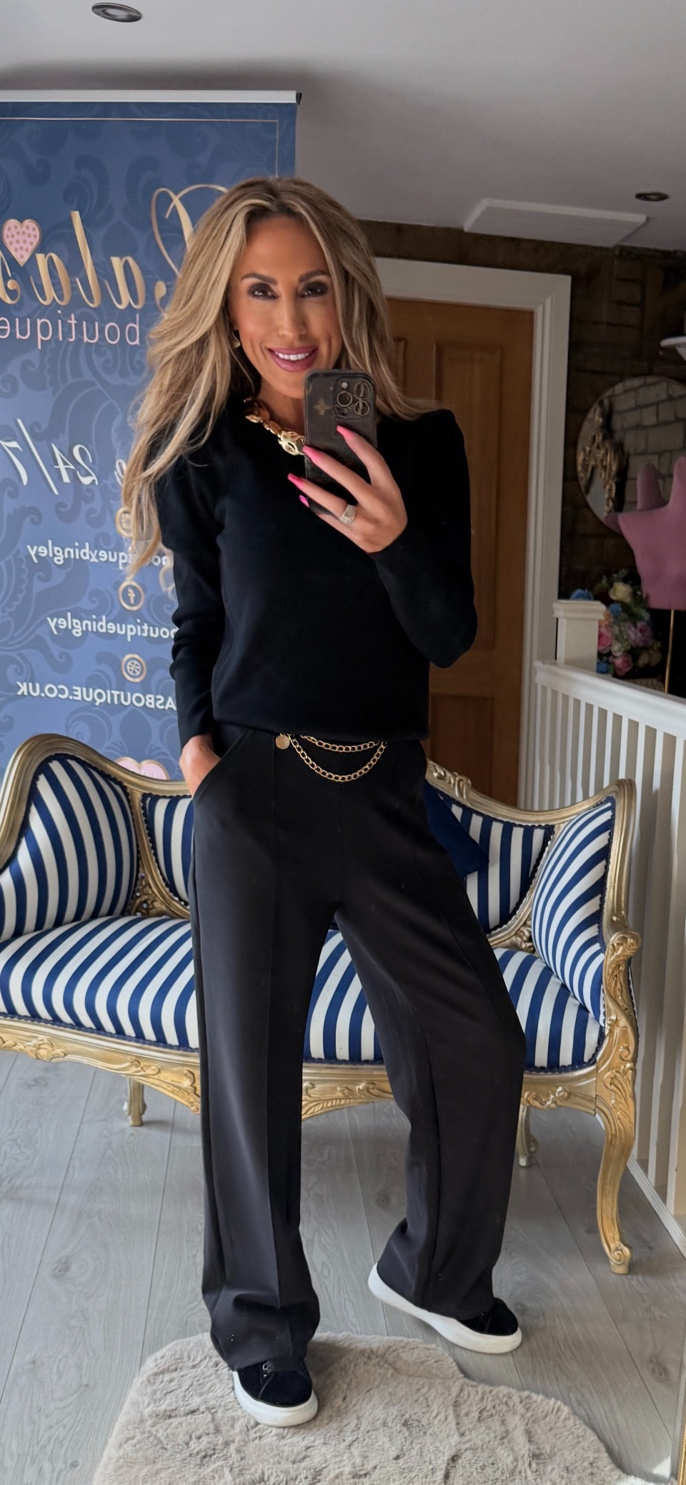 BLACK GOLD BEADED NECK JUMPER