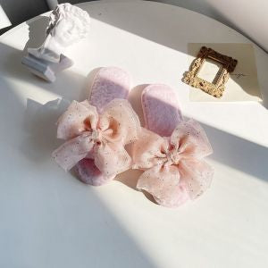 CHIFFON BOW SLIPPERS