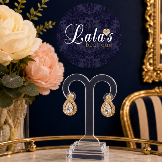 GOLD CRYSTAL TEARDROP STUDS