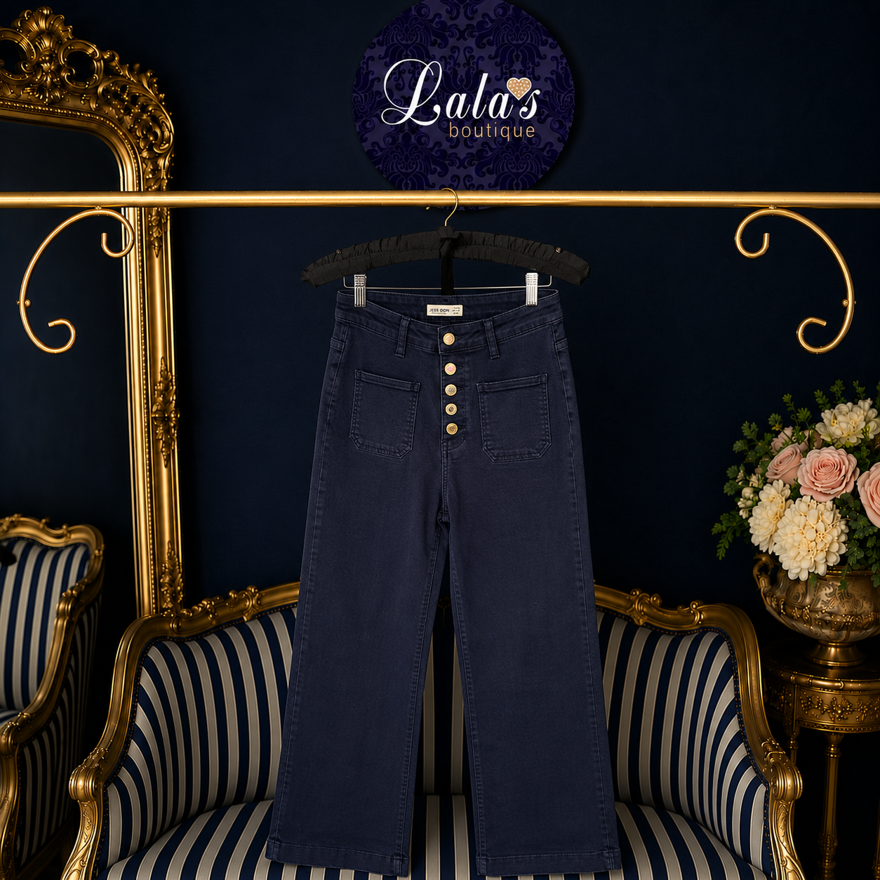 NAVY 5 BUTTON JEANS