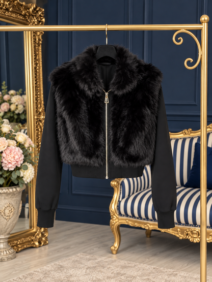 BLACK FUR BOMBER