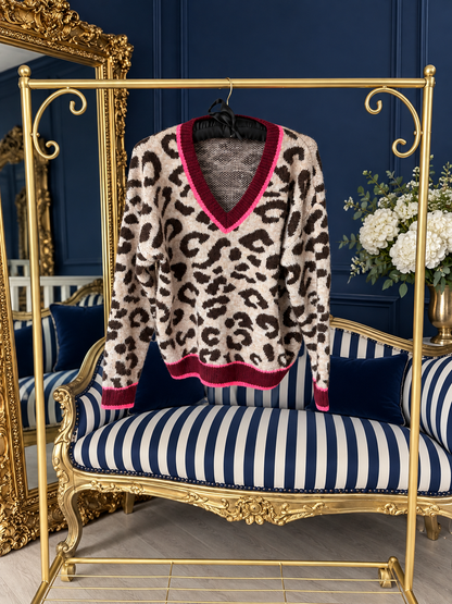 NEON & BURGUNDY ANIMAL PRINT JUMPER