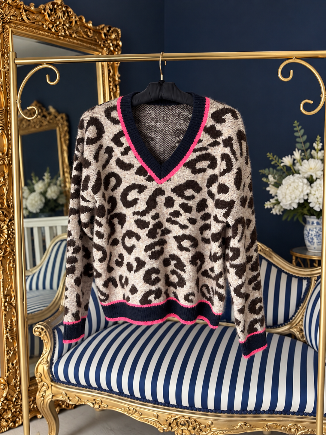 NEON & NAVY ANIMAL PRINT JUMPER
