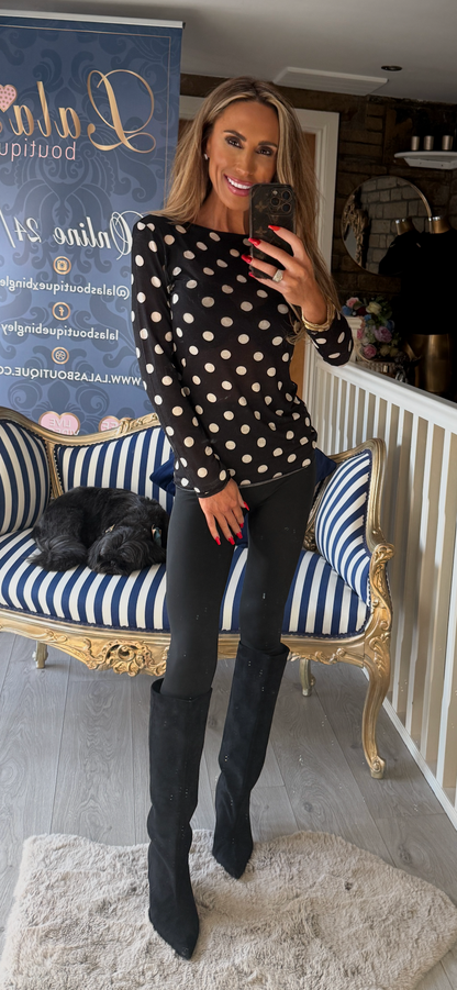 POLKADOT CASHMERE BASE LAYER TOP