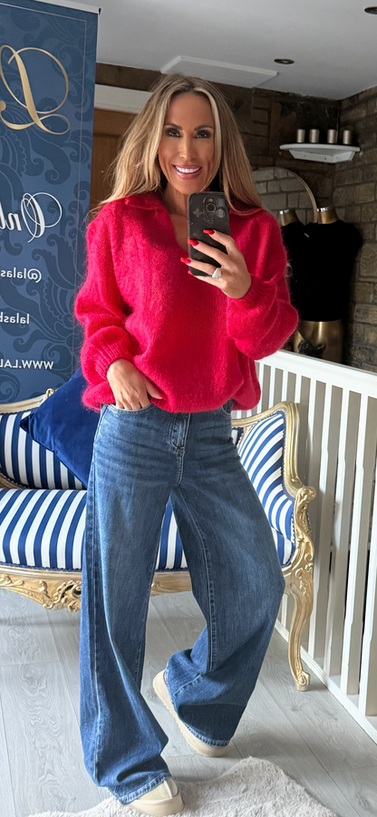RED MOHAIR SWEATER