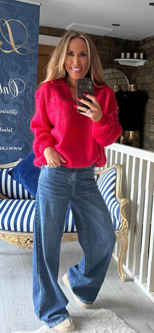 RED MOHAIR SWEATER