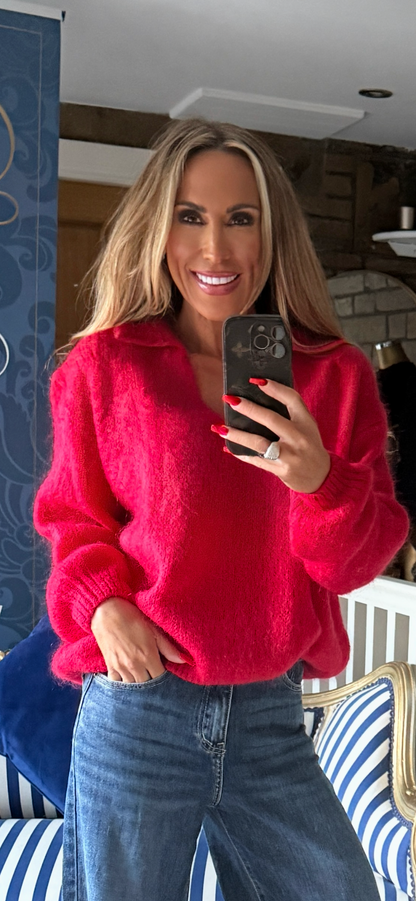 RED MOHAIR SWEATER