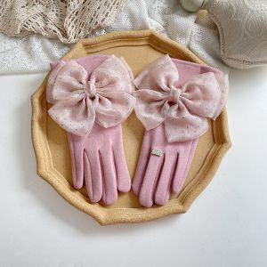 BABY PINK ORGANZA BOW GLOVES