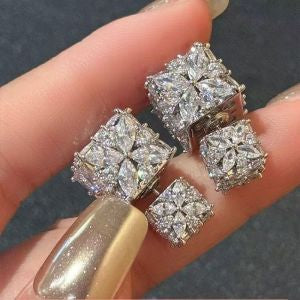 3D CRYSTAL CUBE FRONT BACK EARRINGS