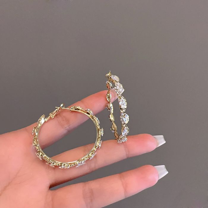 GOLD CRYSTAL HOOP EARRINGS